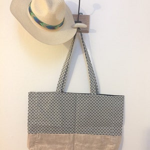 Strandtasche Pfauenfeder und goldenes Leinen / Strandtasche und goldenes Leinen
