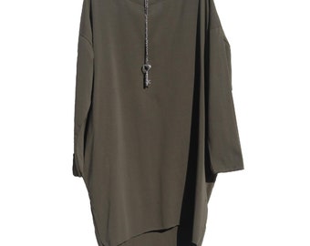 Plus Size Top Tunic Lagenlook Loose Stretchy Blouse Long Sleeve Knitted Wolfairy