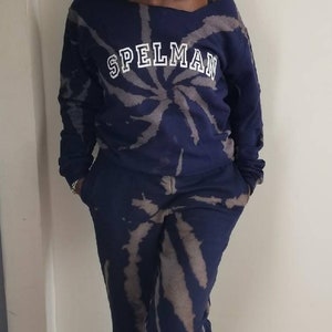 Fab version: Off the shoulder SET with pants or Shirt Only Option, Spelman Dark Blue Tie-dyed
