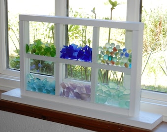 Dreamcatcher Stand Up Sea and Beach Glass Display Window with Dividers