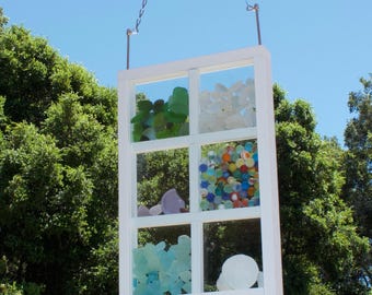 Beachcomber Divided Sea and Beach Beach Glass Display Window