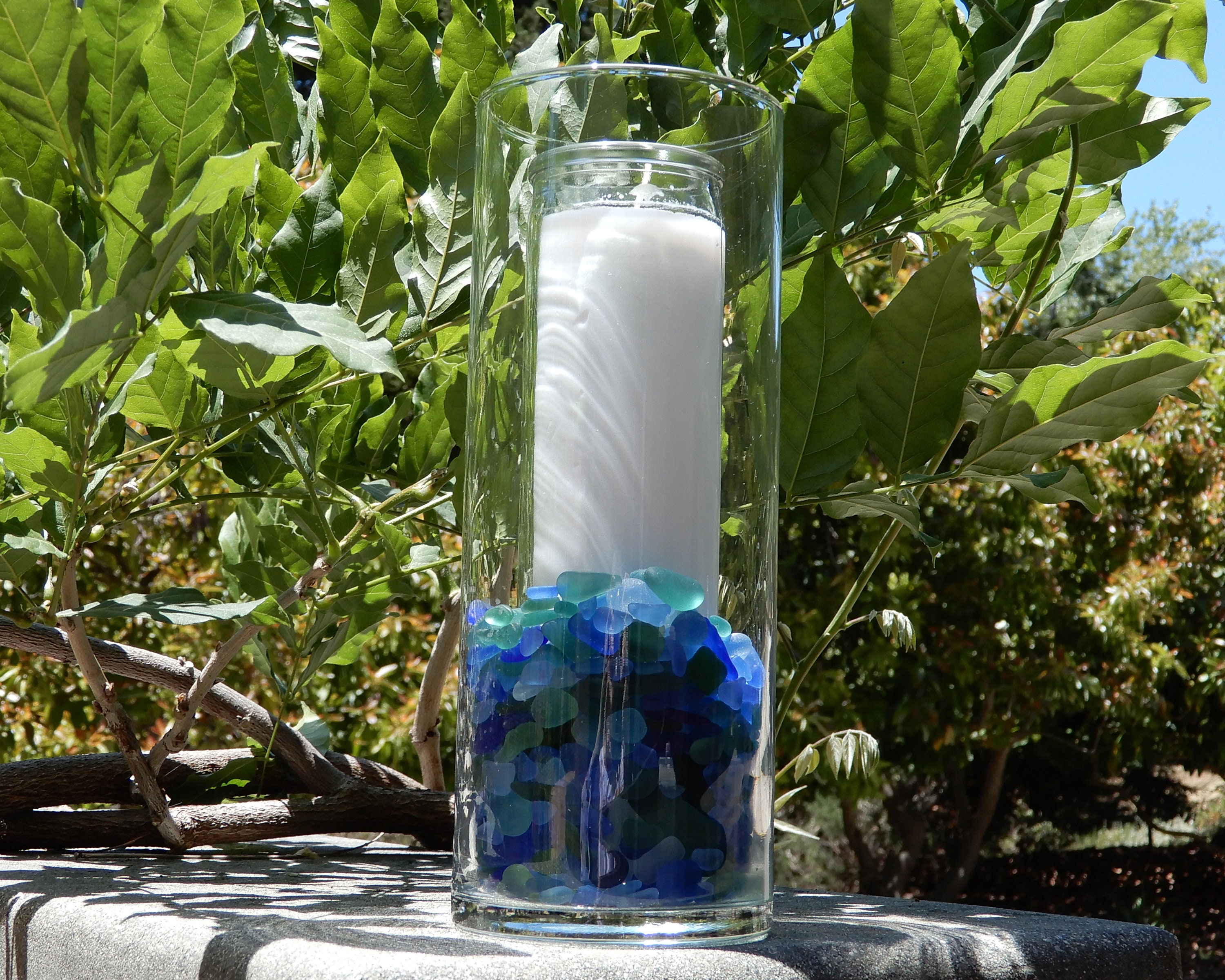 Nugget Candle Sea and Beach Glass Display