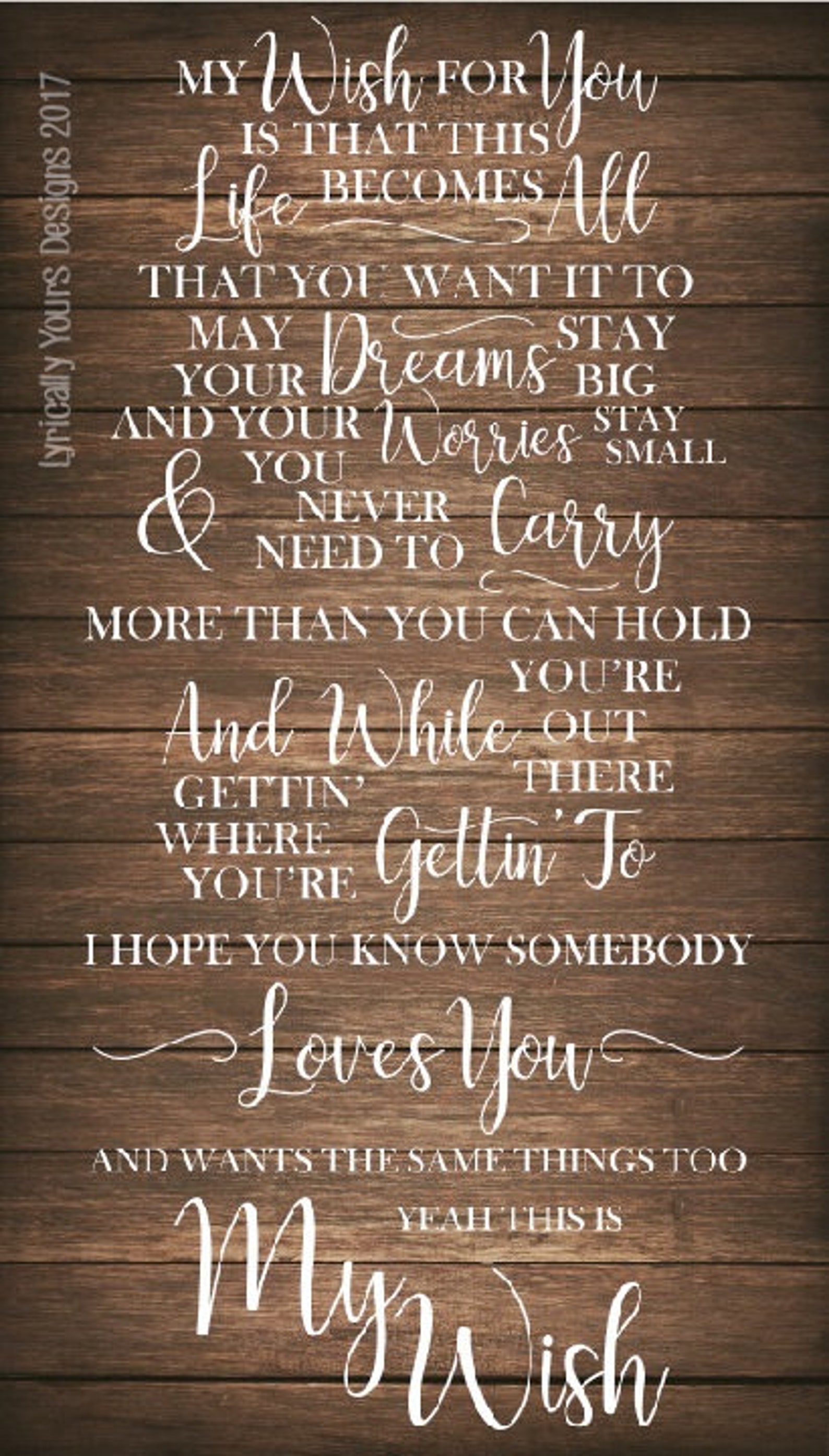 My Wish by Rascal Flatts Lyric Art - SVG/JPEG - Etsy