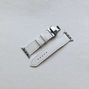 22mm lug - White leather Apple iWatch strap - 38/40/41/42/44/45/49