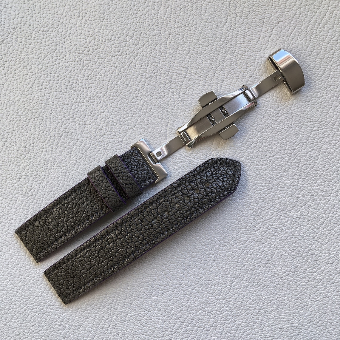 Leather Watch Strap 20mm, Butterfly Clasp Etsy