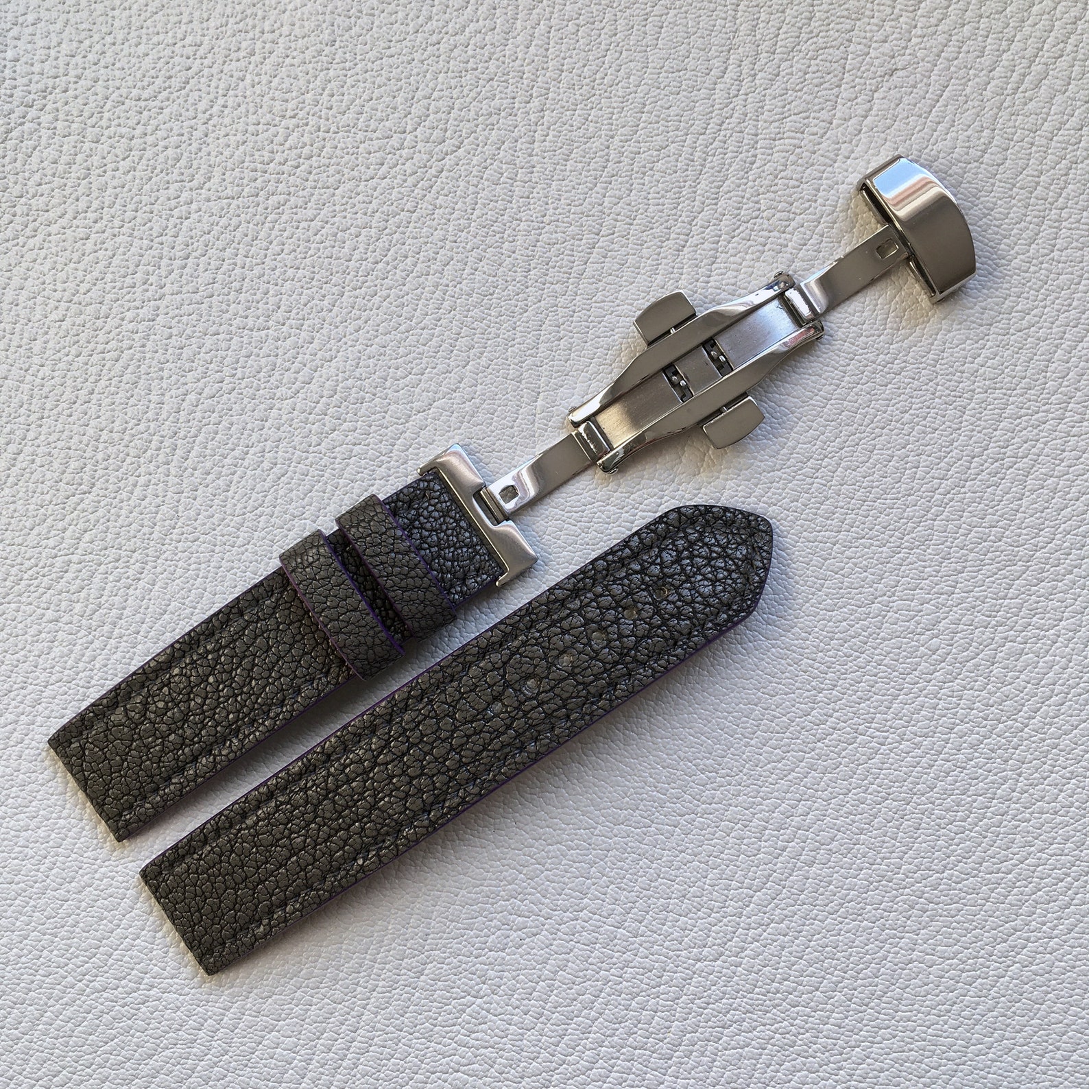 Leather Watch Strap 20mm, Butterfly Clasp Etsy