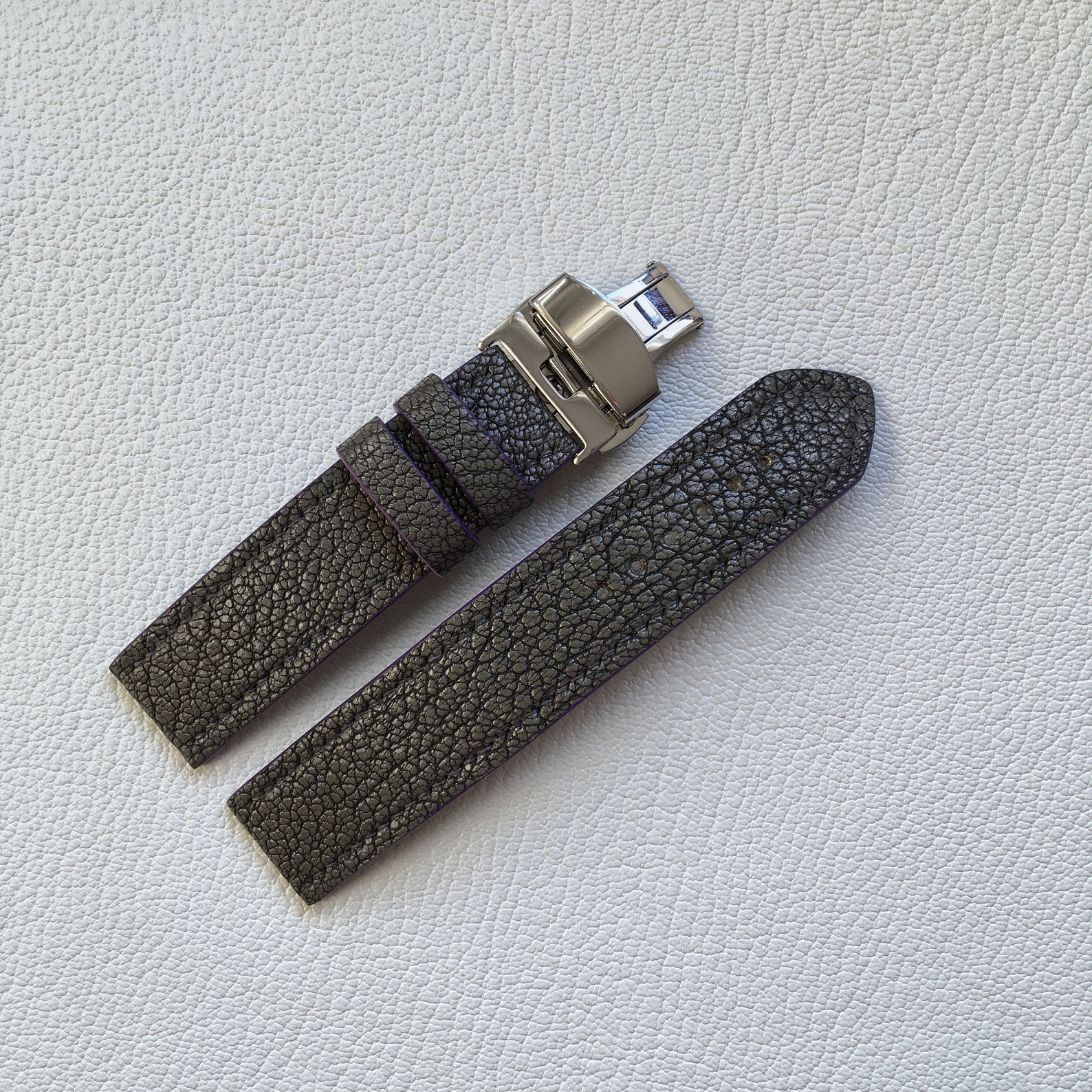Leather Watch Strap 20mm, Butterfly Clasp Etsy