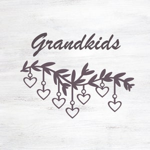 SVG Stammbaum 7 Enkelkinder, Cricut Oma Geschenk, DXF Zweig Herzen, Herzen und Zweige Glowforge Datei, Opa Enkelkinder Nana Namen