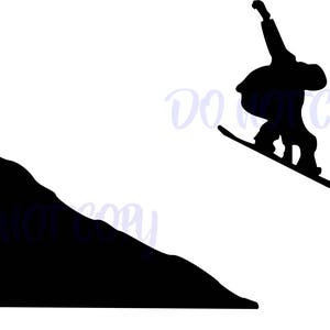 Snowboard SVG Datei Design, Snowboarder SVG, Berge, geschnittene Dateien für Cricut, Silhouette DXF, Schneidedatei, Dxf, Pdf, Png, Vektor Shred, Cut