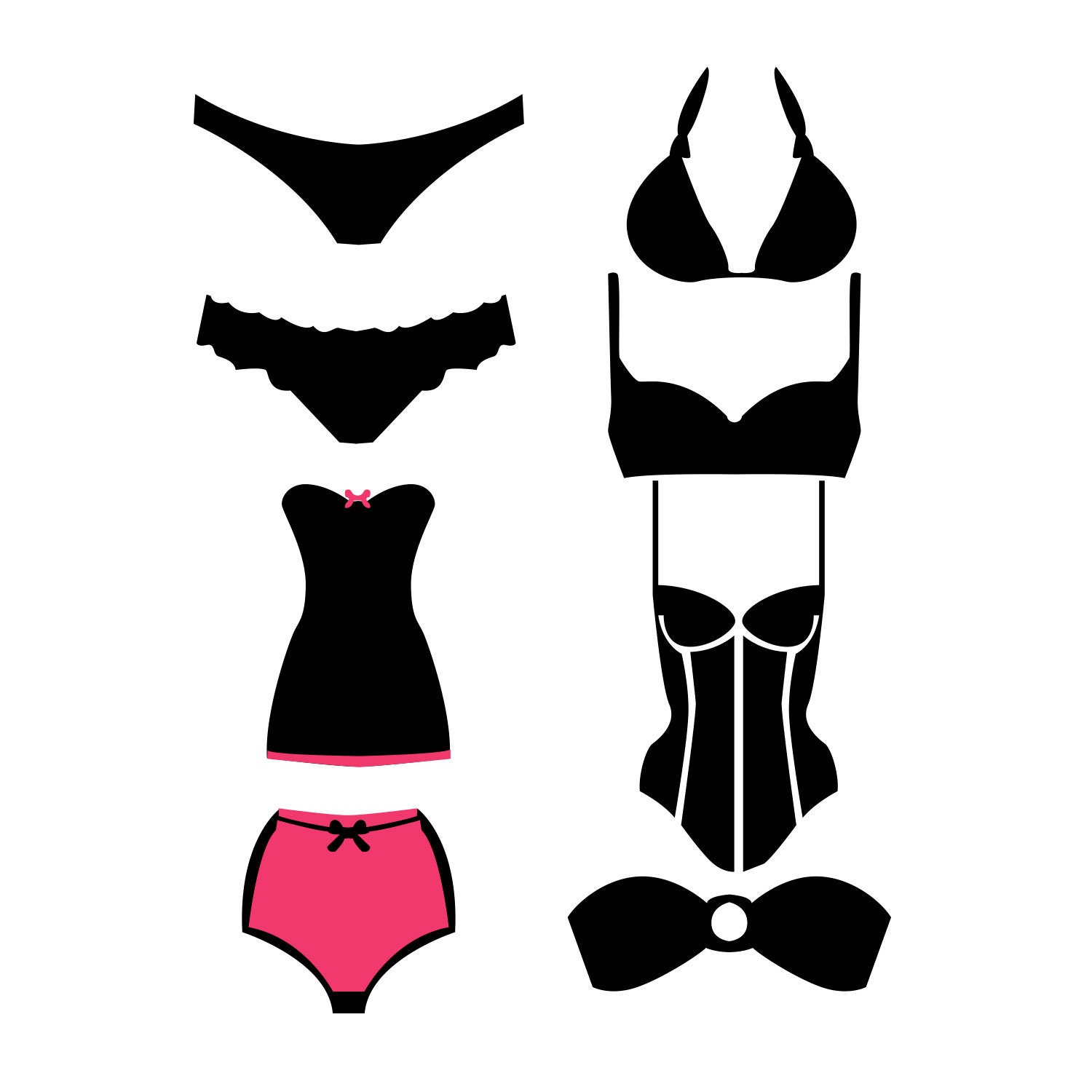 Premium Vector  Set with different styles of lingerie. panties and bras.