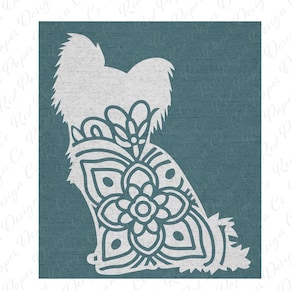 Papillon Mandala SVG, Cricut ontwerp voor tshirts, Zentangle hond, DXF gesneden bestand Cricut, silhouet, hond moeder clipart, commercieel gebruik, hond cadeau