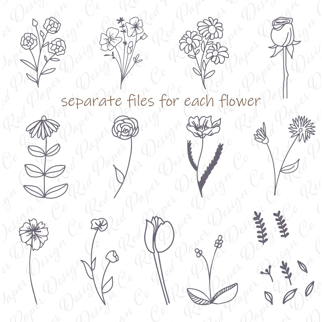 Floral SVG Files Single Flowers Cricut Flower Bundle Etsy
