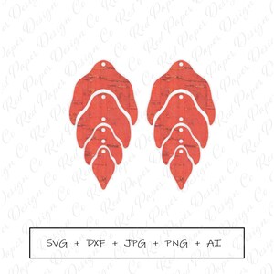 Pendientes de hoja SVG, Pendientes de cuero, Plantilla de pendientes boho, Archivo de corte de pendientes de corcho, Acetato, Silueta, Cricut, Uso comercial