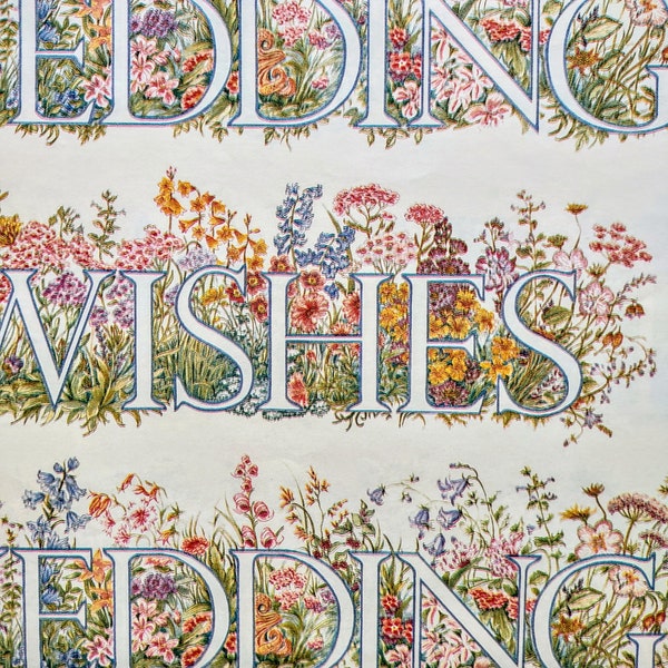 Wild Flower Wedding Wishes Gift Wrap Cream Color Paper Multi Color Meadow Garden Nature Bridal Wrapping Paper 2 Full Size Sheets