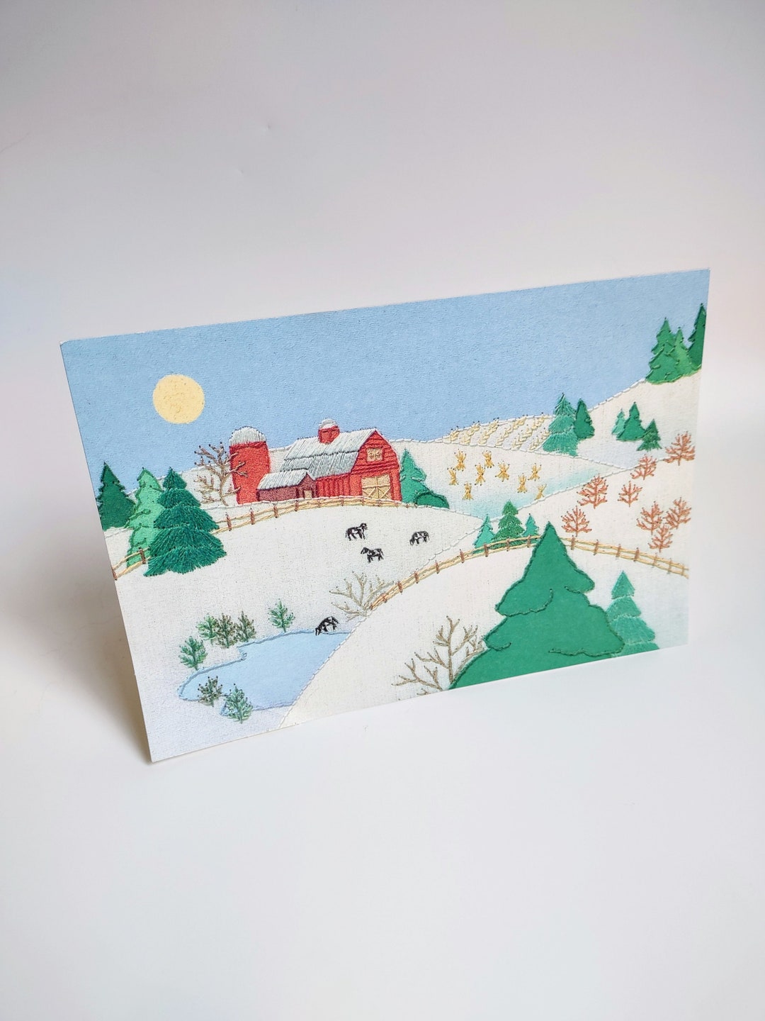 Country Sampler Holiday Card Pack 16 Christmas Winter Landscape Scene Greeting Cards Etsy