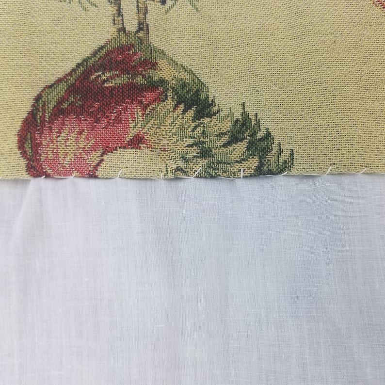 Vintage Tapestry Handmade Window Valance Chickens Hens Farmhouse Country Tassel