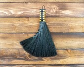 Angelwing Whisk Broom - Black - Hand Broom, Functional Art, Rustic Wall Decor, Vintage Home Decor, Ceremonial Broom