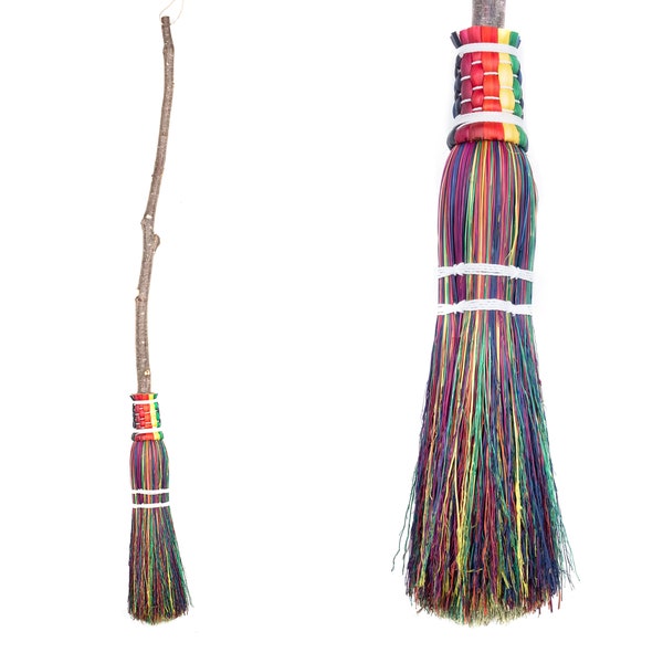 Small Besom Broom - Rainbow - Kids Witch Broom, Besom, Broomstick, Vintage, Rustic Wall Decor, Halloween