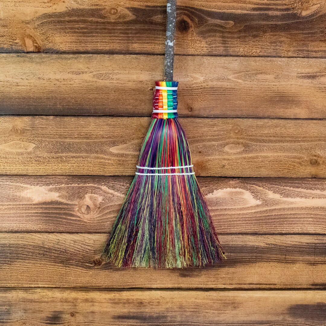 Kids Broom Rainbow Traditional, Rustic, Wall Decor, Broomstick, Halloween, Witch Costume Etsy