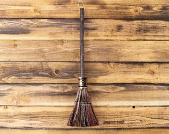 Hearth Broom - Brown Mixed - Fireplace Broom, Folk Art, Fire Pit, Decor, Traditional, Natural, Rustic, Wall Decor, Housewarming Gift