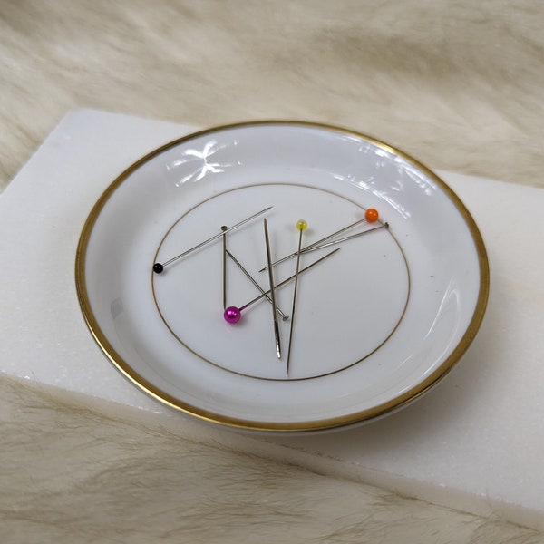 Simple Magnetic Pin Dish - Repurposed Porcelain with Magnets - Unique Sewing Notion - Collectible - Notion for Makers - Colorful Pin Dish