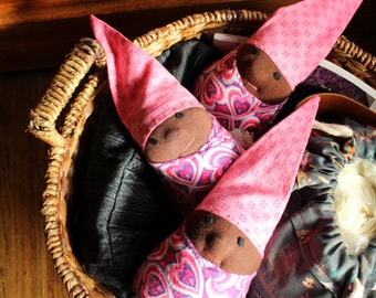 Pretend Play Gnome Doll with Valentines Day Swaddle - African American - For Preschoolers - For Children - Sweet Gift