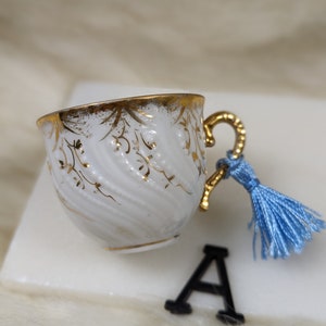 Miniature Pin Cushion Teacups with Emery and Tassel Unique Repurposed Sewing Notion Notion for Makers Colorful Pin Cushion A Gold Blue