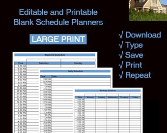 Editable Half Hour Blank Schedule (Printable and Fillable)