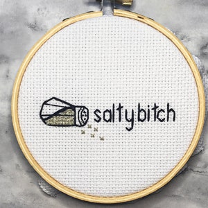 Salty Bitch Salt Shaker Subversive Funny Cute Cross Stitch Pattern Instant Download