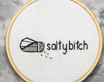 Salty Bitch Salt Shaker Subversive Funny Cute Cross Stitch Pattern Instant Download