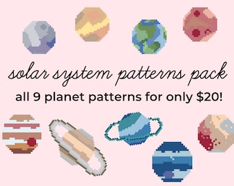 All 9 Planets Solar System Astrology Astronomy Cross Stitch Pattern Instant Download