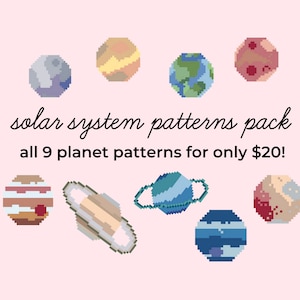 All 9 Planets Solar System Astrology Astronomy Cross Stitch Pattern Instant Download