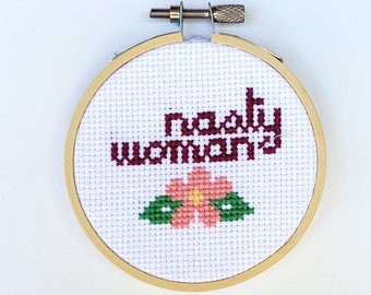 Patrón de punto de cruz feminista de mujer desagradable Descarga instantánea divertida