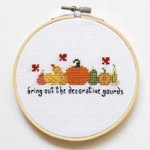 Bring out the Decorative Gourds Halloween Pumpkin Witch Cross Stitch Pattern Funny Instant Download