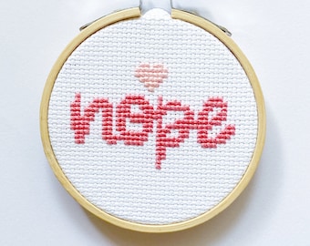 NOPE Heart Cross Stitch Pattern Funny Instant Download