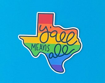 Texas Y'all Means All Magnet Pride Texas State Gay Pride Flag Rainbow Car Fridge