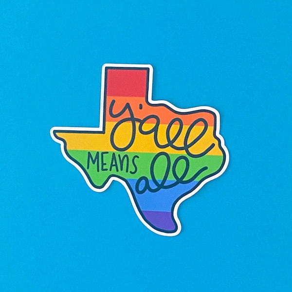 Texas Y'all Means All Magnet Pride Texas State Gay Pride Flag Rainbow Car Fridge
