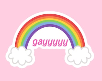 Gayyyyy Rainbow Glitter Sticker // Gay Pride Love Funny Sparkle // Laptop Sticker Vinyl Sticker Waterbottle Sticker Decal
