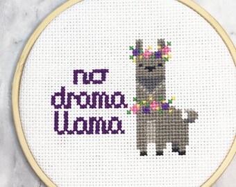 No Drama Llama Cross Stitch Pattern Funny Instant Download