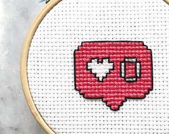 Zero Notifications Instagram Heart Likes Cross Stitch Pattern Funny Instant Download