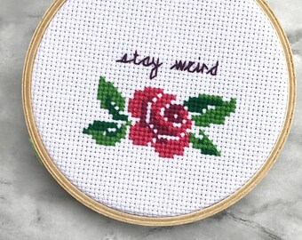 Stay Weird Rose Cross Stitch Pattern Funny Instant Download