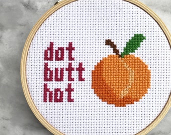 Dat Butt Hot Peach Emoji Cross Stitch Pattern Funny Instant Download