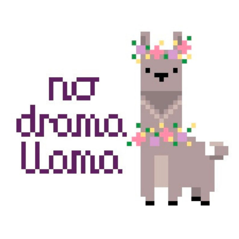 No Drama Llama Cross Stitch Pattern Funny Instant Download image 2