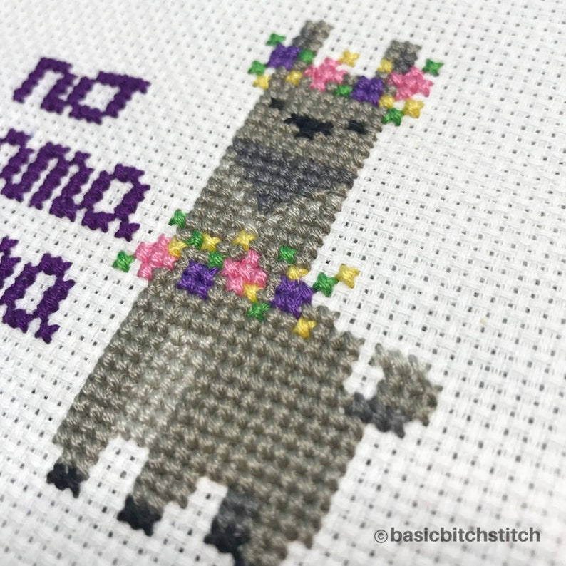 No Drama Llama Cross Stitch Pattern Funny Instant Download image 3