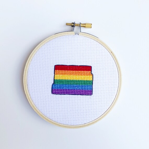 Gay Pride Flag Mini Cross Stitch Pattern DIY Pins and Patches Digital Download