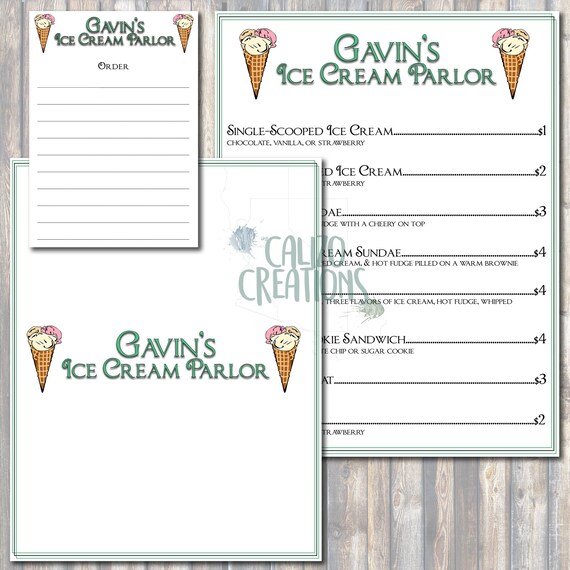 Digital Download Play Kitchen Menu Kids Play Menu Custom Etsy