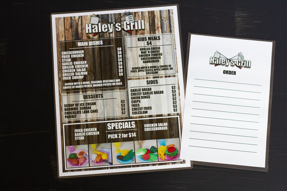 Play Kitchen Menu Personalized Kids Play Grill Menu Play Etsy