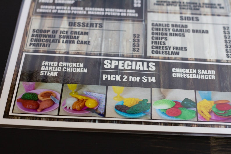 Play Kitchen Menu Personalized Kids Play Grill Menu Play Etsy