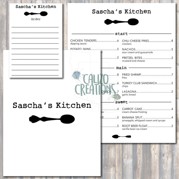 Digital Download Play Kitchen Menu Kids Play Kitchen Etsy