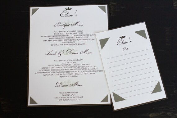 Play Kitchen Menu Personalized Kids Fancy Play Menu Etsy